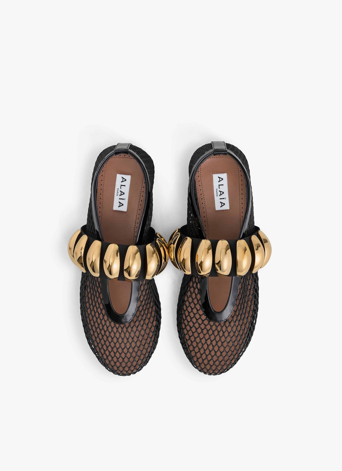 JEWEL BALLET FLATS IN FISHNET ALAÏA BLACK JEWEL BALLET FLATS IN FISHNET